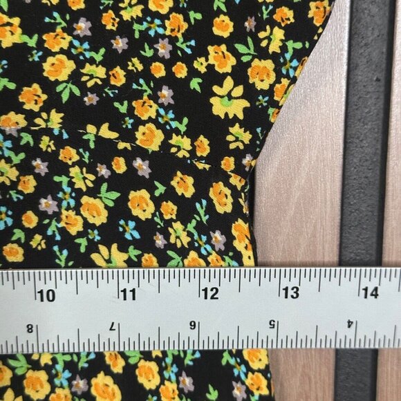 Faithful The Brand Sun Dress US 2 Womens Black Yellow Confetti 3/4 Sleeve Mini - Picture 4 of 8